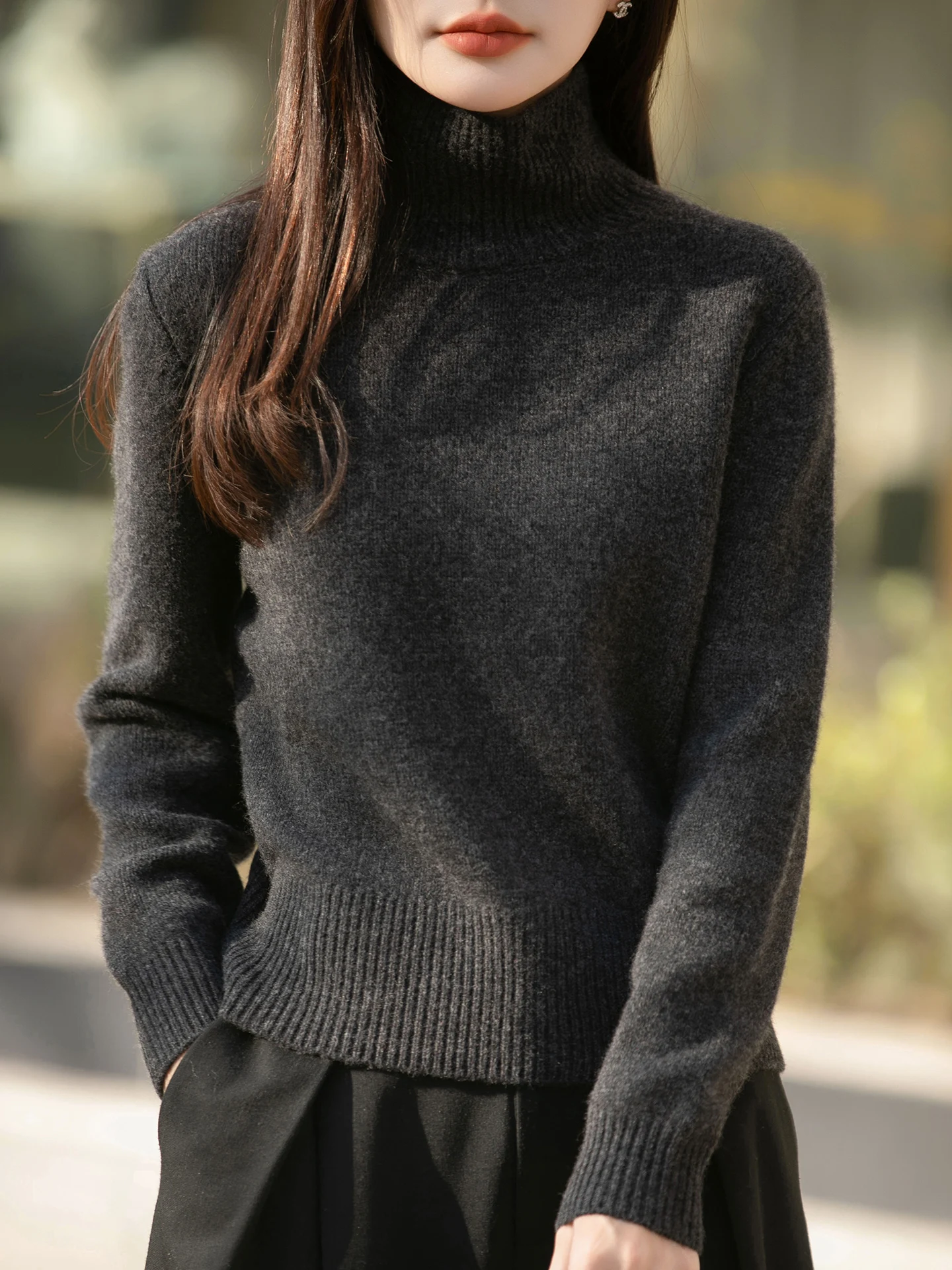 

Thiened Knitted High Collar Women's Sweater Button up Top ort Double Sided Wear Casual Loose Fit Long Sve Color