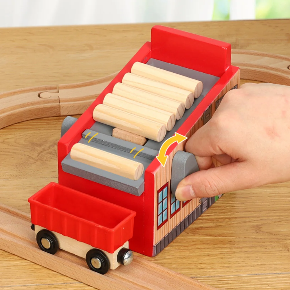 1 Juego de Accesorios de Madera para Trenes, Juguete Educativo de Madera Natural, Simulación de Transporte de Leña, Desarrollo Cognitivo Infantil