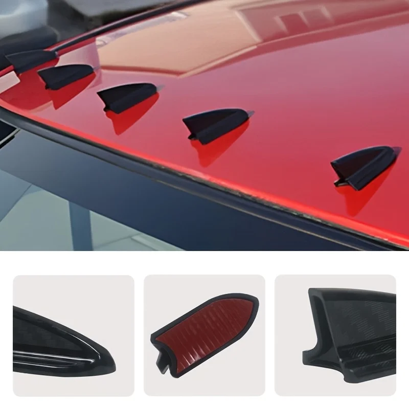 6 Pcs Pointed Shark Fin Antenna, Self-Adhesive Car Roof Body Decoration Sticker, Vehicle Exterior Modification Accessory