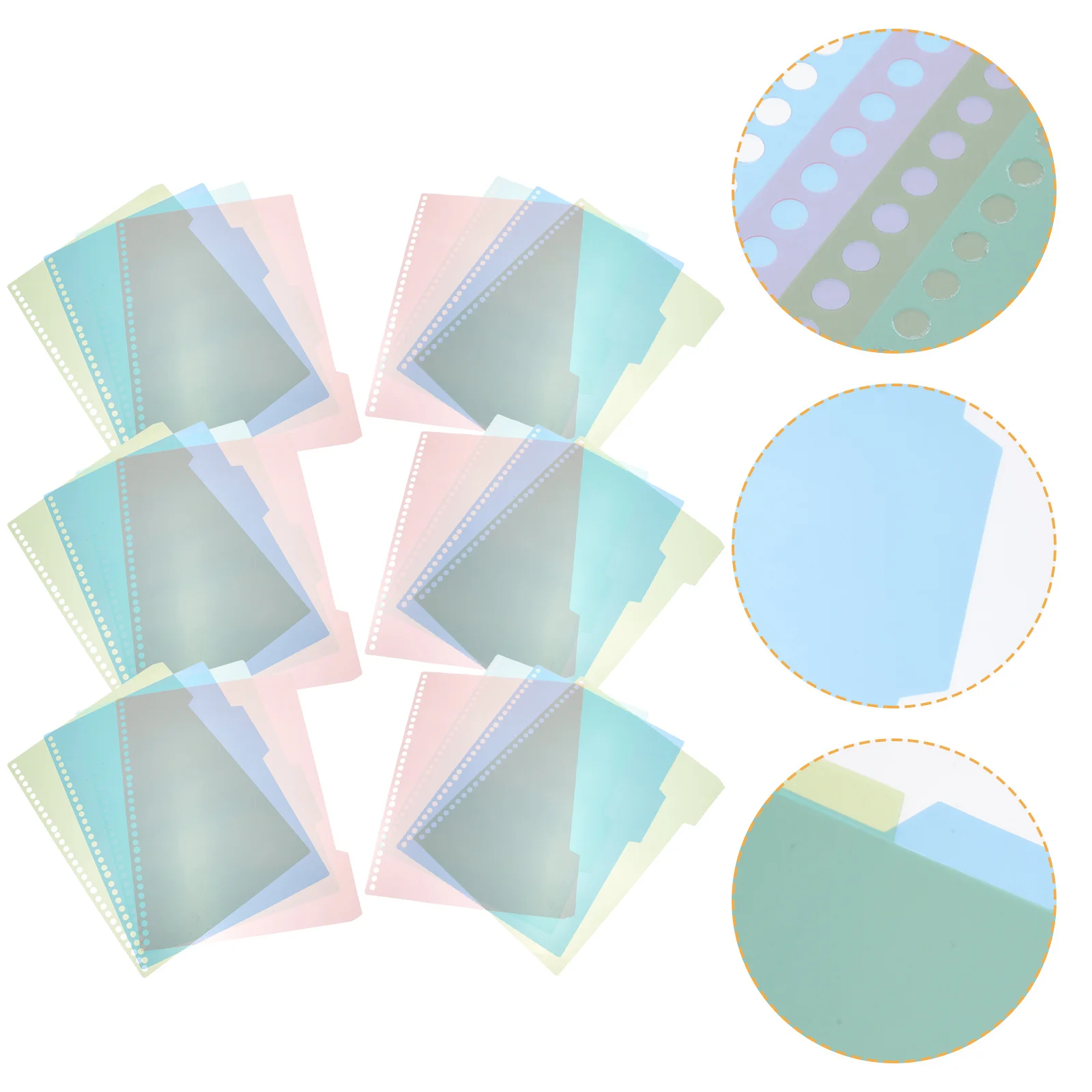 

6Sets Wear-Resistant PP Binder Dividers Index Tabs for Notebook Loose-Leaf Page Organizers Binder Dividers Notepad Divider Tabs