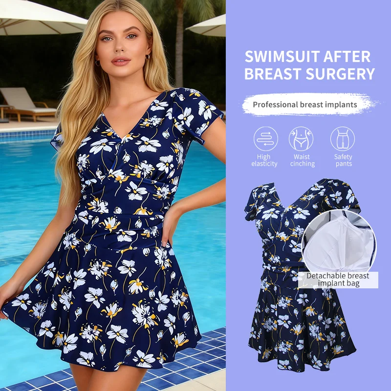 ONEFENG 2026 Hot Selling Two colors Swimsuit for Mastectomy Artificial Breast Forms Swimwear Sexy Bikini Beachsuit S-XXXL