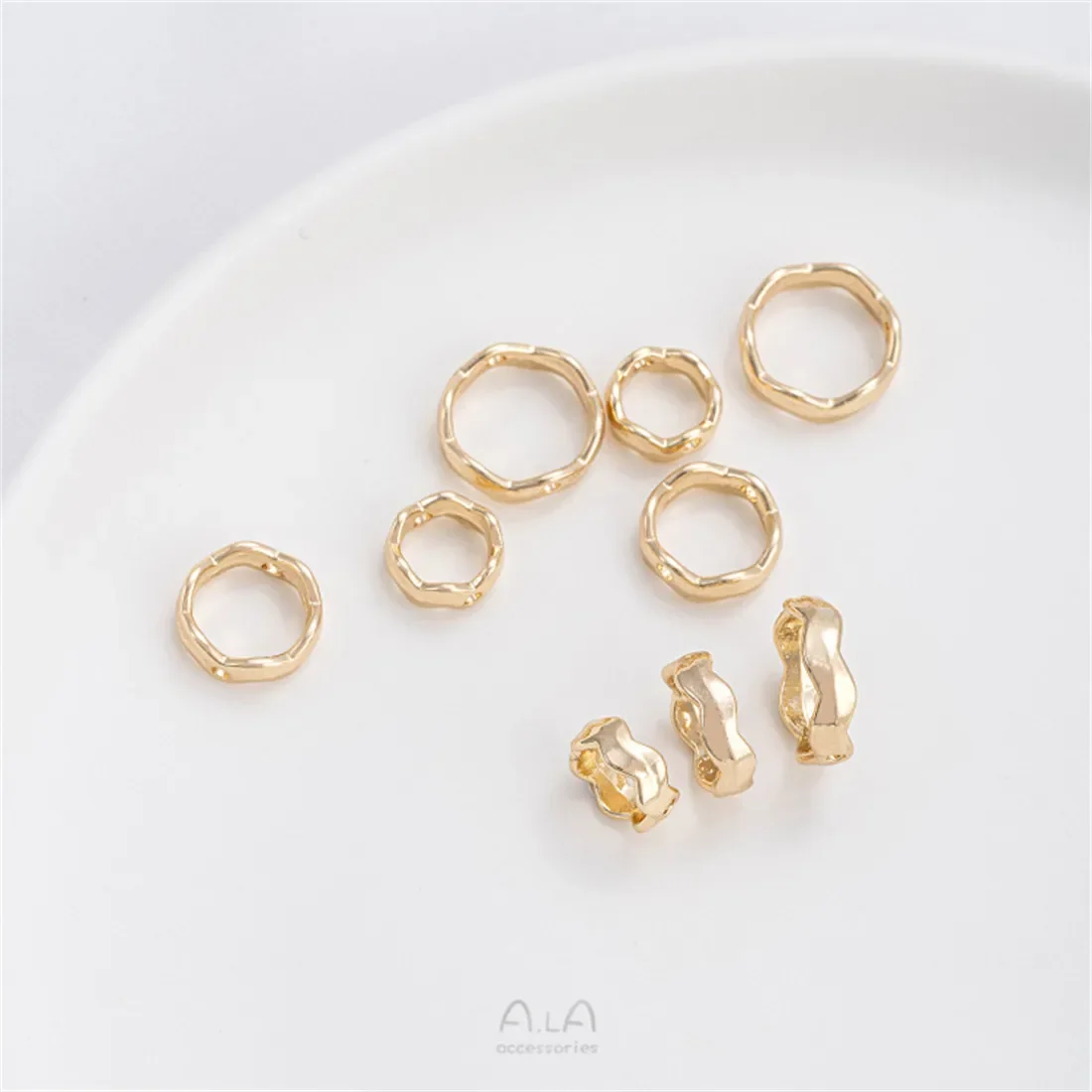 14K Gold Wave Ring Set Bead Ring Bead Ring Handmade Diy String Pearl Bracelet Necklace Jewelry Accessories C140