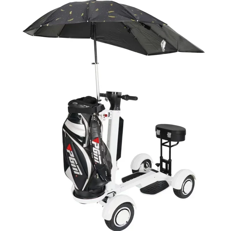 Four-wheel aluminum alloy foldable electric golf cart scooter 10.5-inch tire 2000W motor, white lithium 150kg load