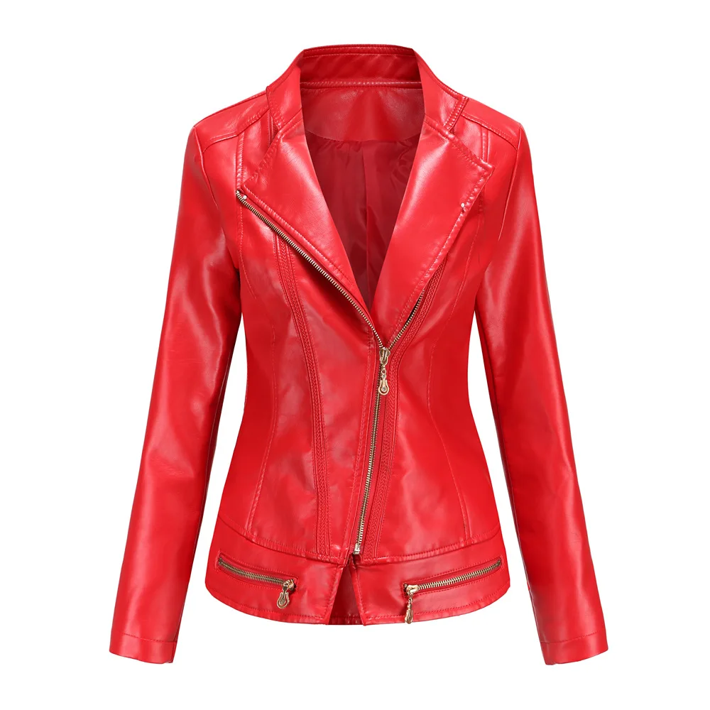 

Women's Jackets 2025, Thin Faux Leather Outerwear, Spring Autumn Casual Biker Coat, Fashion Zipper Tops