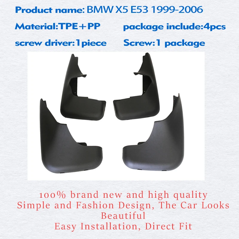 Front Rear 4pcs FOR BMW X5 E53 1999-2006 Mudguard Fender Mudflaps Guards Splash Mud Flap Car Accessories Auto Mudguards