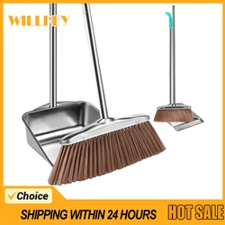 Stainless Steel Broom and Dustpan Set Home Sweeping Cleaning Tools Home Accessories Durable Broom Dustpan Combo Sweeper Home