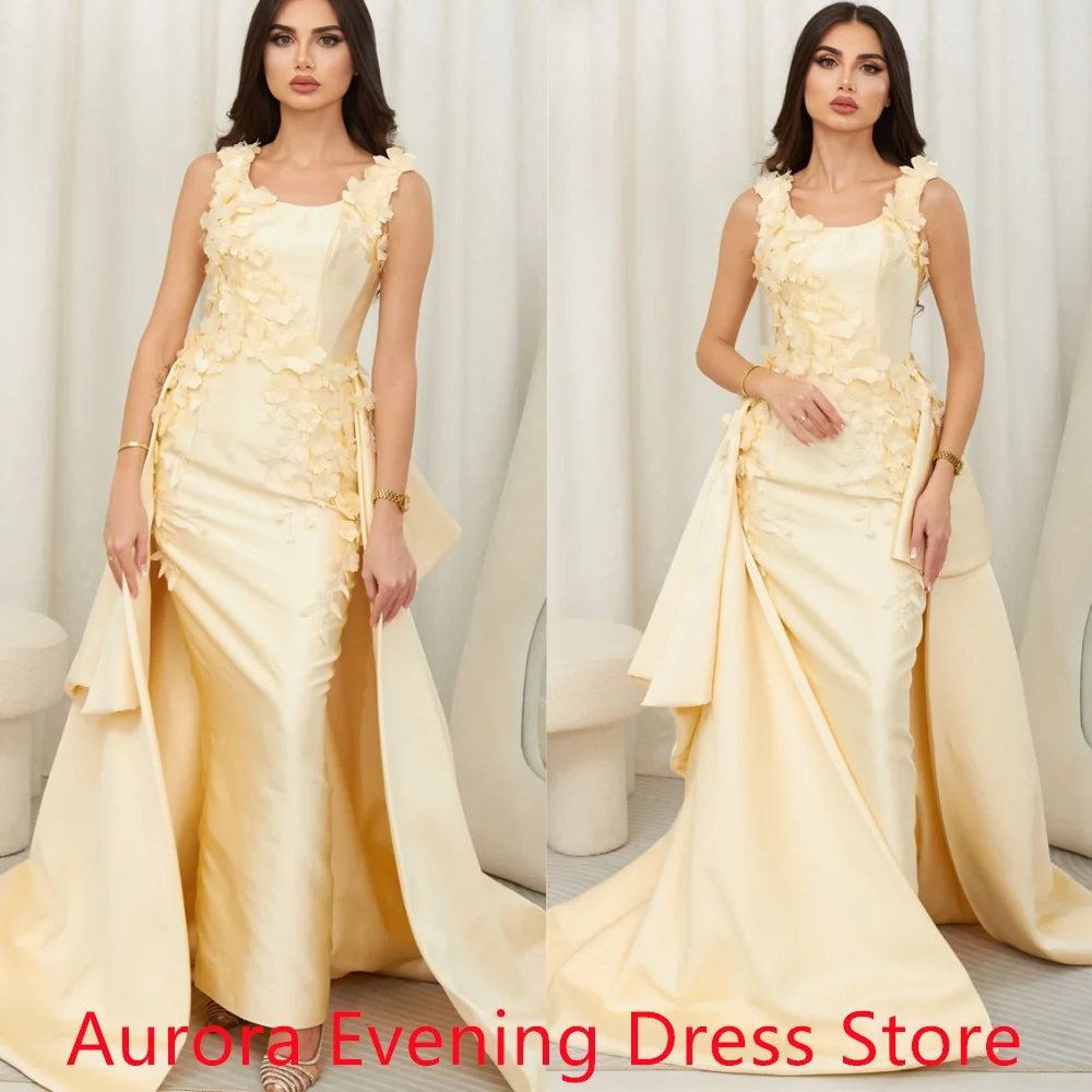 فستان رسمي أنيق مخصص لحفلات العودة للوطن من الجيرسيه النقي بياقة مربعة وأكمام قصيرة مزين بسحاب خلفي رداء السهرة