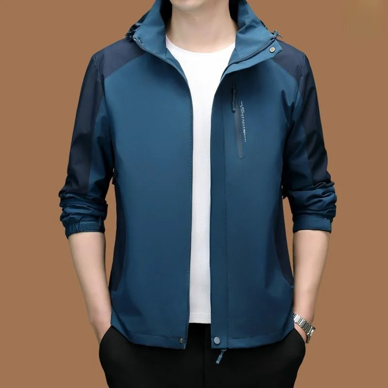 

New Men's Casual Loose Fitting Mountain Climbing Jaet Windproof Warm Outerwear with Detachable Cap Faionable Urban Sle