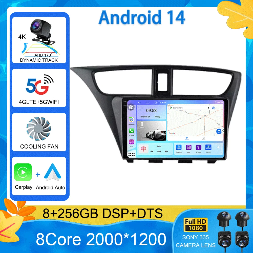 

Автомагнитола 2 Din для Honda CIVIC Hatchback 2012-2017, мультимедийный видеоплеер на Android, GPS-навигатор, стерео, для Honda CIVIC 2 Din