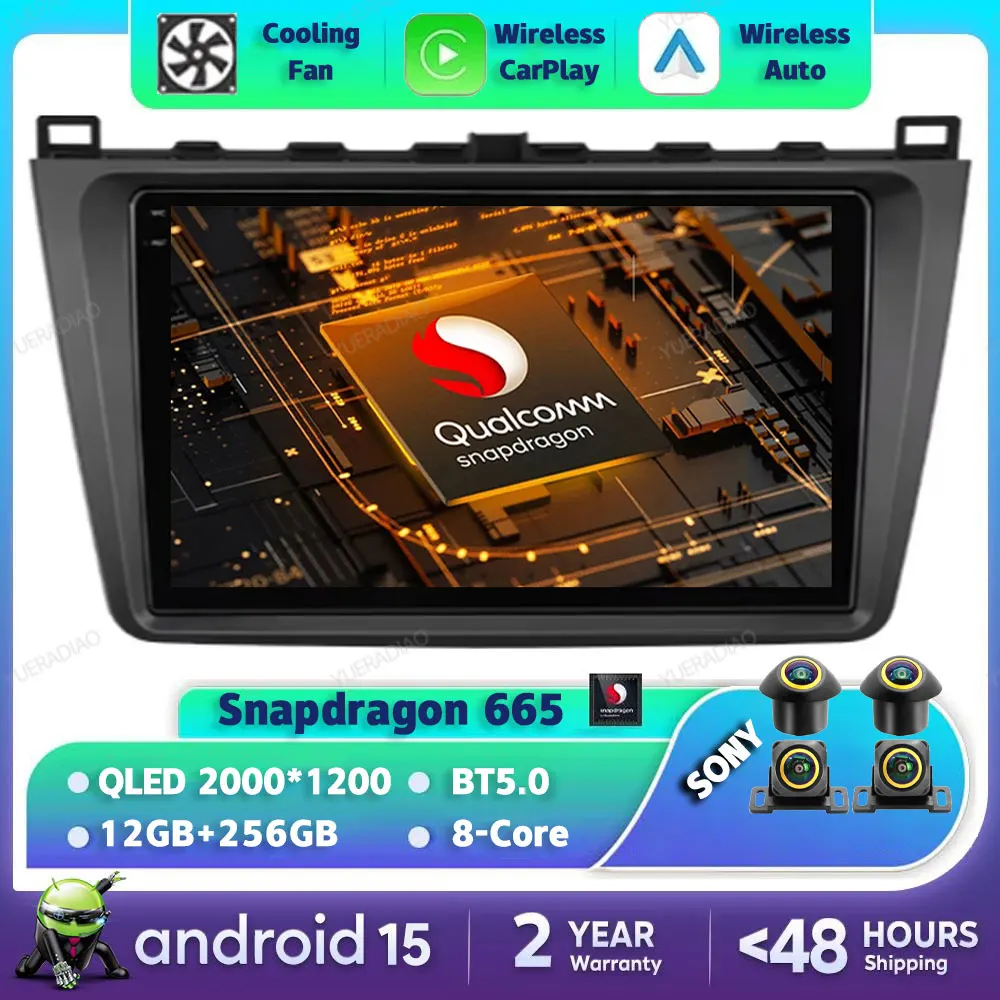 

Android 15 Car Radio For Mazda 6 II GH 2007 - 2012 GPS NAVI Head Unit Multimedia Stereo Video Player BT Qualcomm 4G WIFI QLED