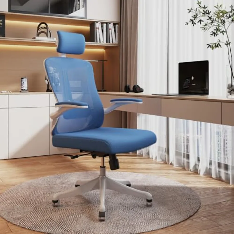 Ergonomic Office Chair for Home Office Use - Mesh Back with Black Frame, Adjustable 90-130 Recline, 360 Swivel Wheels, Lumbar S