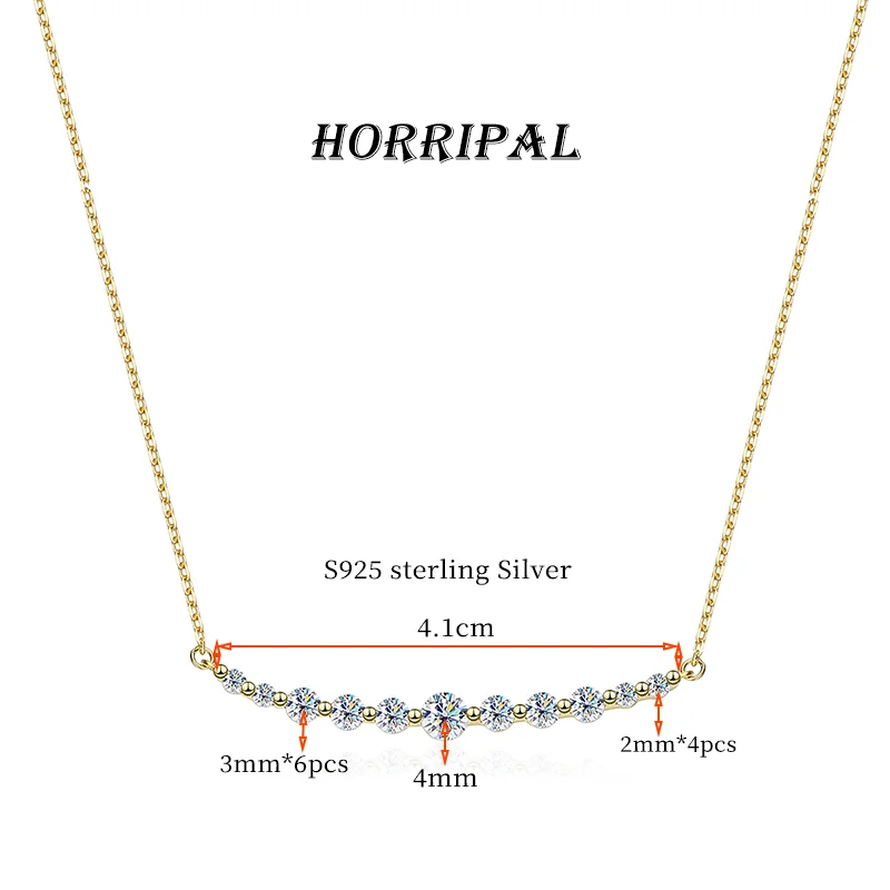 HORRIPAL D VVS1 1.1CT Moissanite Necklace GRA Certified Diamond S925 Sterling Silver Wedding Classic Party Classic Fine Jewelry