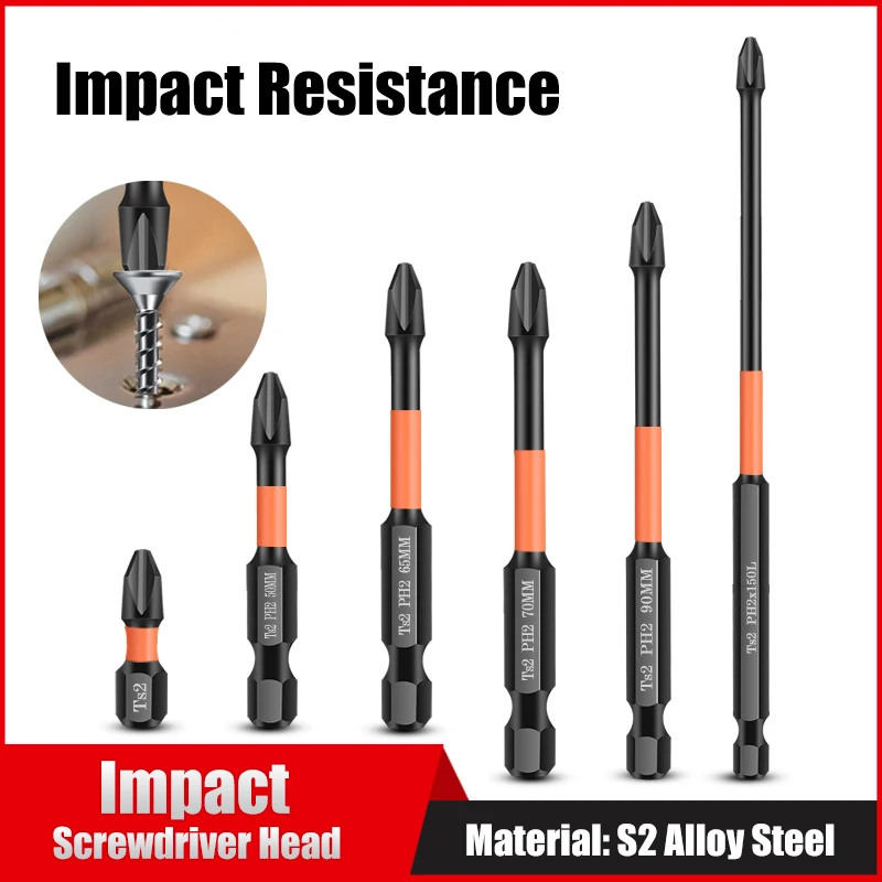 

Car Disassembly Tools S2 Black Phosphate Impact Resistant Bit Strong Magnetic PH2 Single Head Phillips Screwdriver Nipple