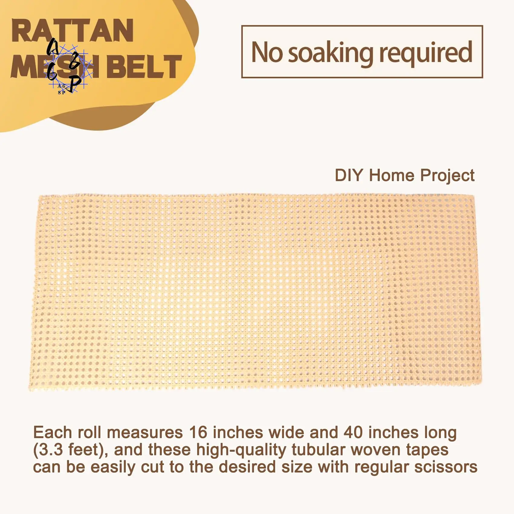 A68P-16-Inch Wide Natural Rattan Webbing 40-Inch Long (3.3 Ft.) Rattan Webbing Rolls For Furniture,Chairs, Cabinets,Ceilings