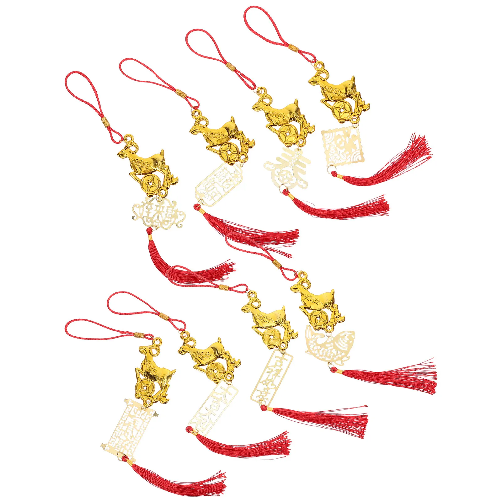 8Pcs Chinese New Year Hanging Tassels Lucky Charms Year of The Goat Decoration Spring Festival Bonsai Tree Pendant Feng Shui view 3