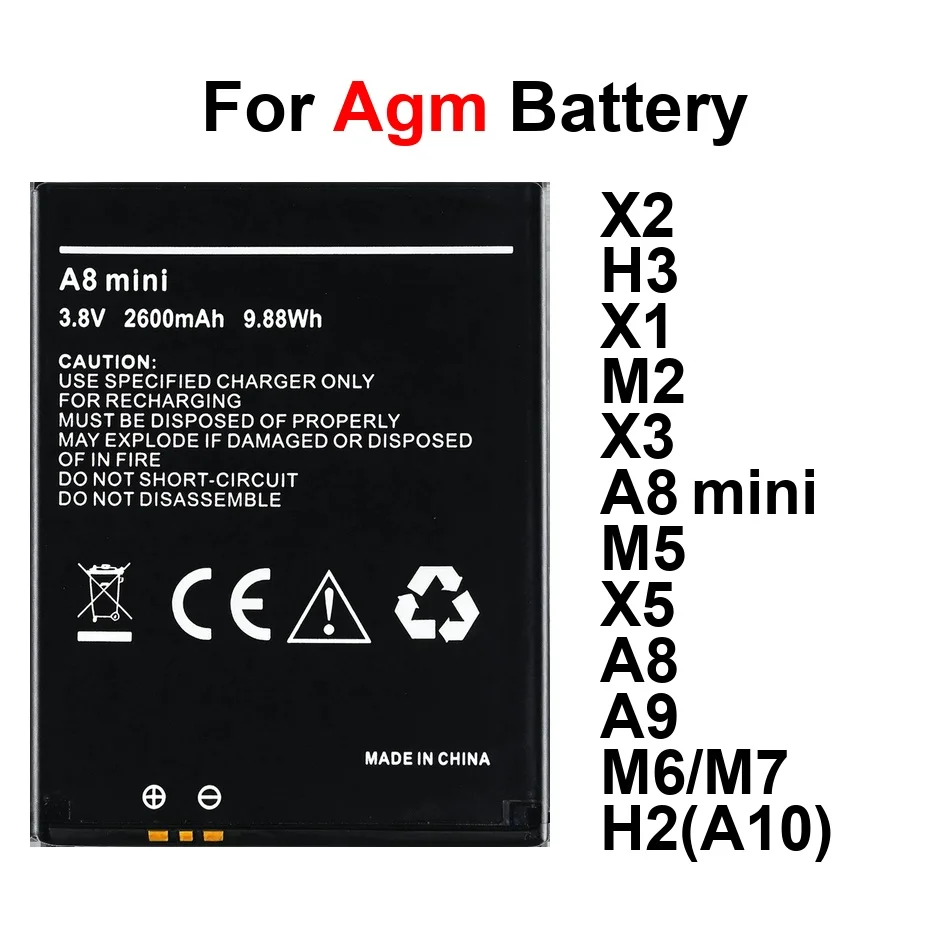 Аккумулятор для мобильного телефона AGM A10 A8 A9 H3 M2 M5 M6 M7 X1 X2 X3 X5, стабильная емкость 1970-6000 мАч, мини-версия