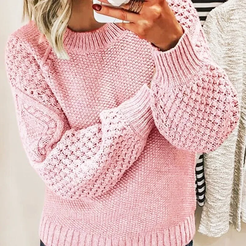 Solid Knitted Thicken Pullovers Sweater Women Oversize Long Sleeve 2023 Autumn Winter Casual Loose Sweaters Ladies Top Pullovers