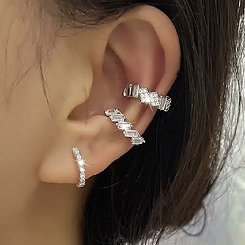 1PC Irregular Square Zircon Ear Clip Earring for Women Fashion Simple Geometry No Piercing Ear Cuff Party Jewelry Christmas Gift