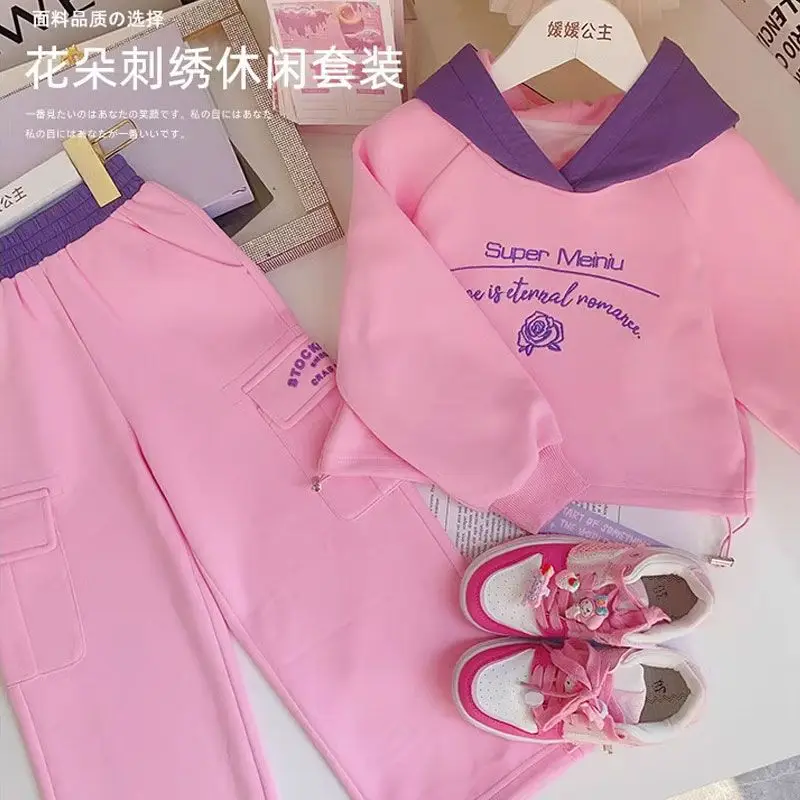 Children's Clothing Sets Letter Printing Hoodie +Pants 2pcs Toddler Girl Clothes Baby Outfit Set Girls Clothes Set 4 To 15 Years