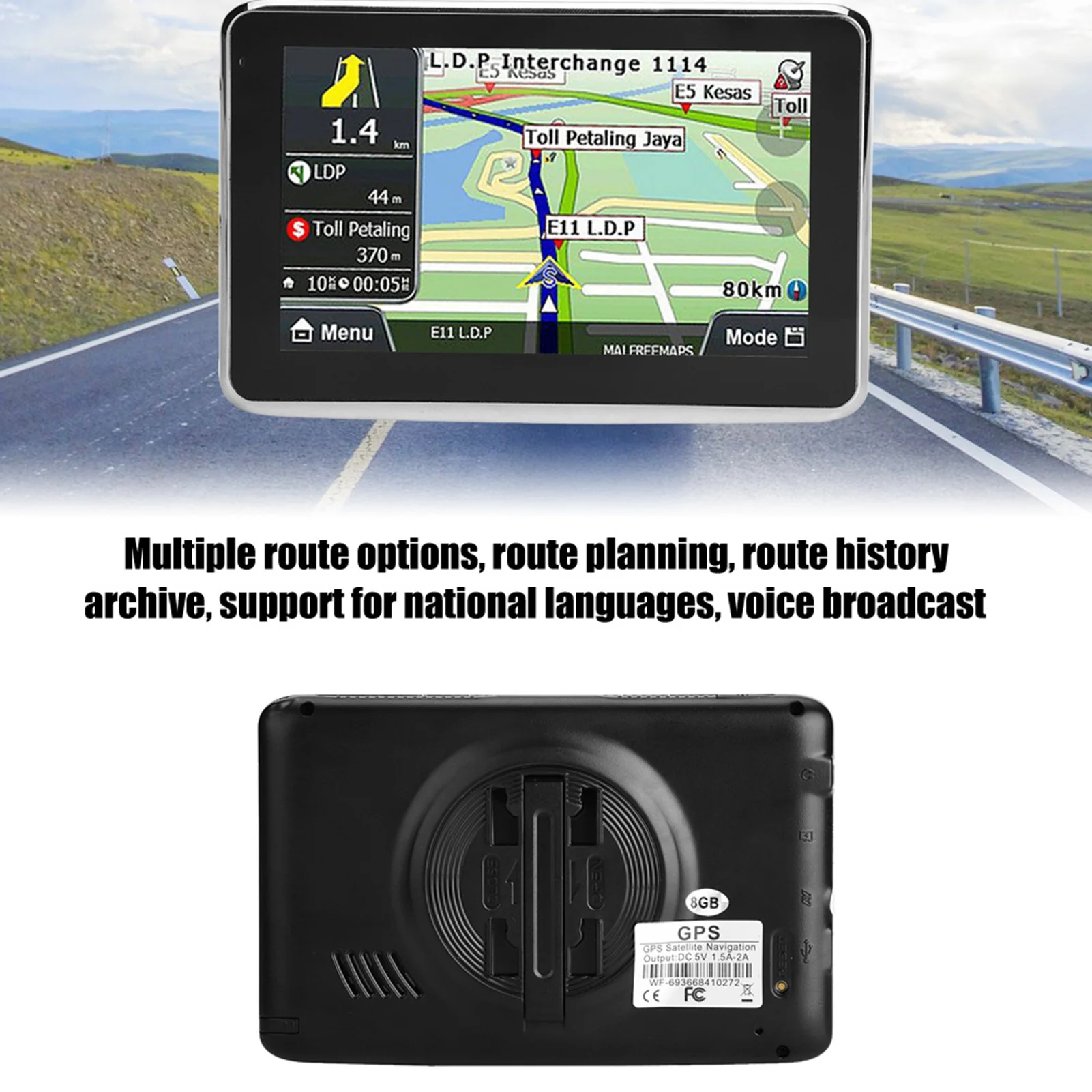 ZK30 Universal 5 Inch Touch Screen Car Navigator GPS Navigation DDR256M 8G MP3 FM Europe Map Q5 1
