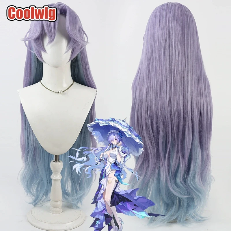 Coolwig Synthetic Hair Cantarella Cosplay Wigs Game Wuthering Waves Cantarella 80cm Wavy Purple Mixed Blue Wig Heat Resistant