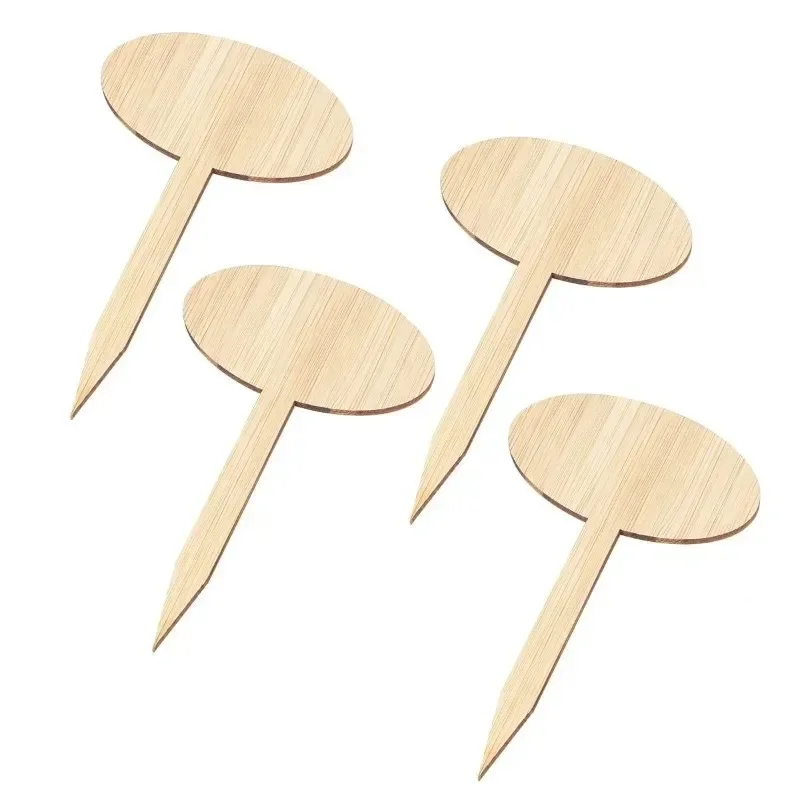50Pcs 2026 New model Bamboo Plant Labels Type Oval Tip Pointed Plant Markers for Nursery Garden Balcony Flower Gardening Tool