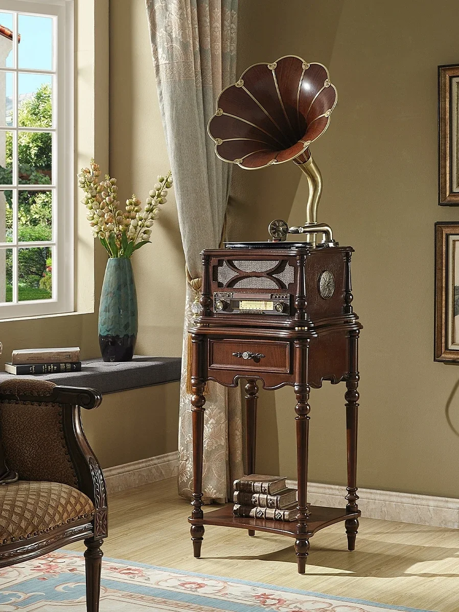 

Retro phonograph European living room solid wood loudspeaker old vinyl record player antique home bluetooth speaker