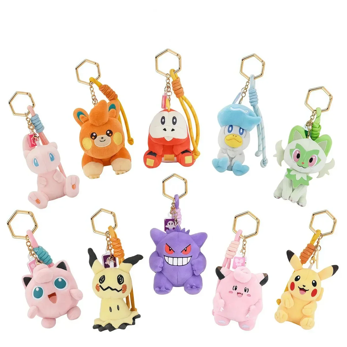 Gengar Togepi Sprigatito Mew Jigglypuff Mimikyu Anime Kawaii Keychain Stuffed Plush Toy Cute Plush Keyring Pendant Gifts 10-12CM