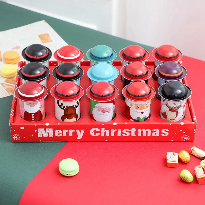 15 PCS Christmas Little Hat Tin Candy Can Candy Box Tin Plate As Shown Small Gift Old Man Children's