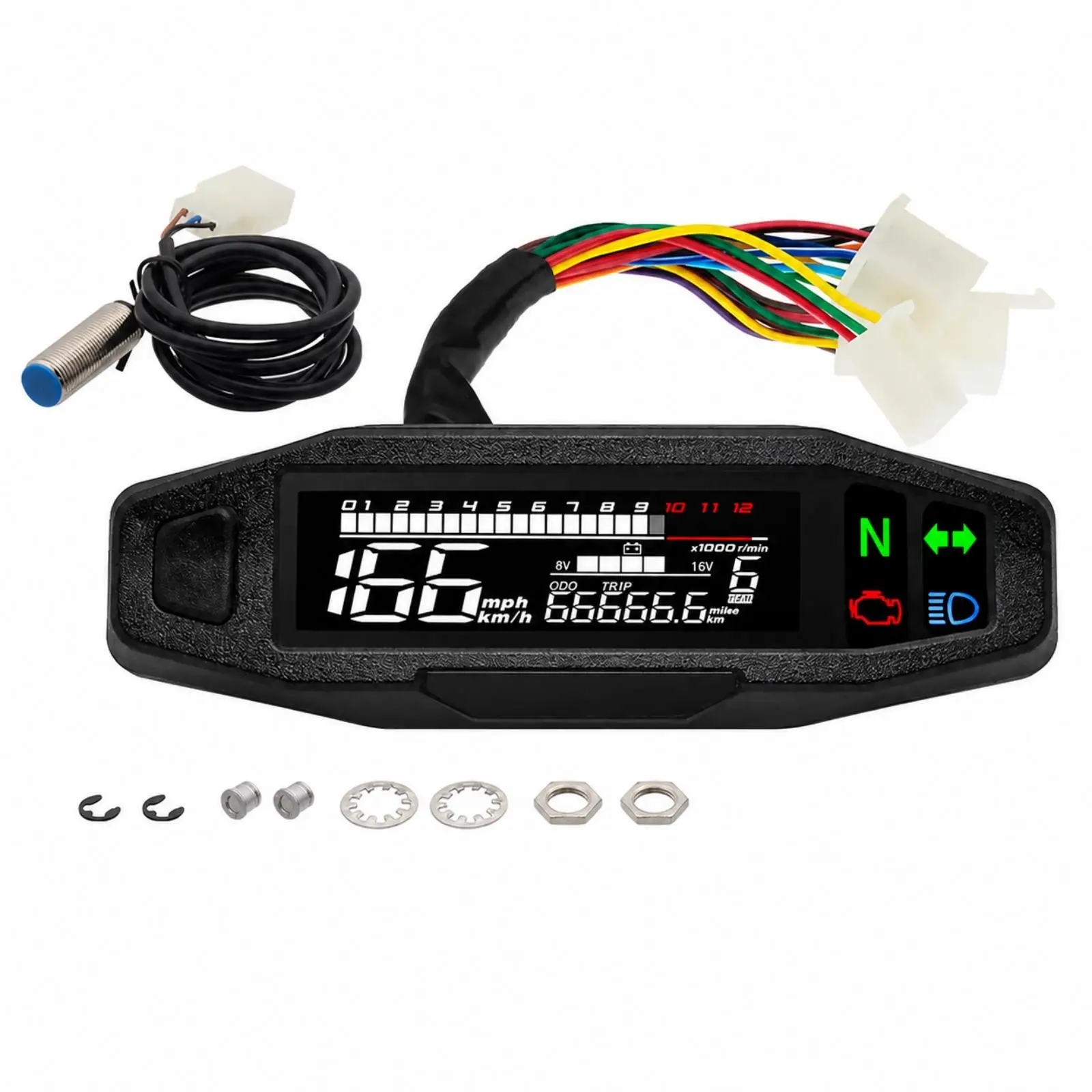 Instrument Cluster Crisp Multifunction Digital Motorcycle Instrument LCD Motorcycle Speedometer Wired
