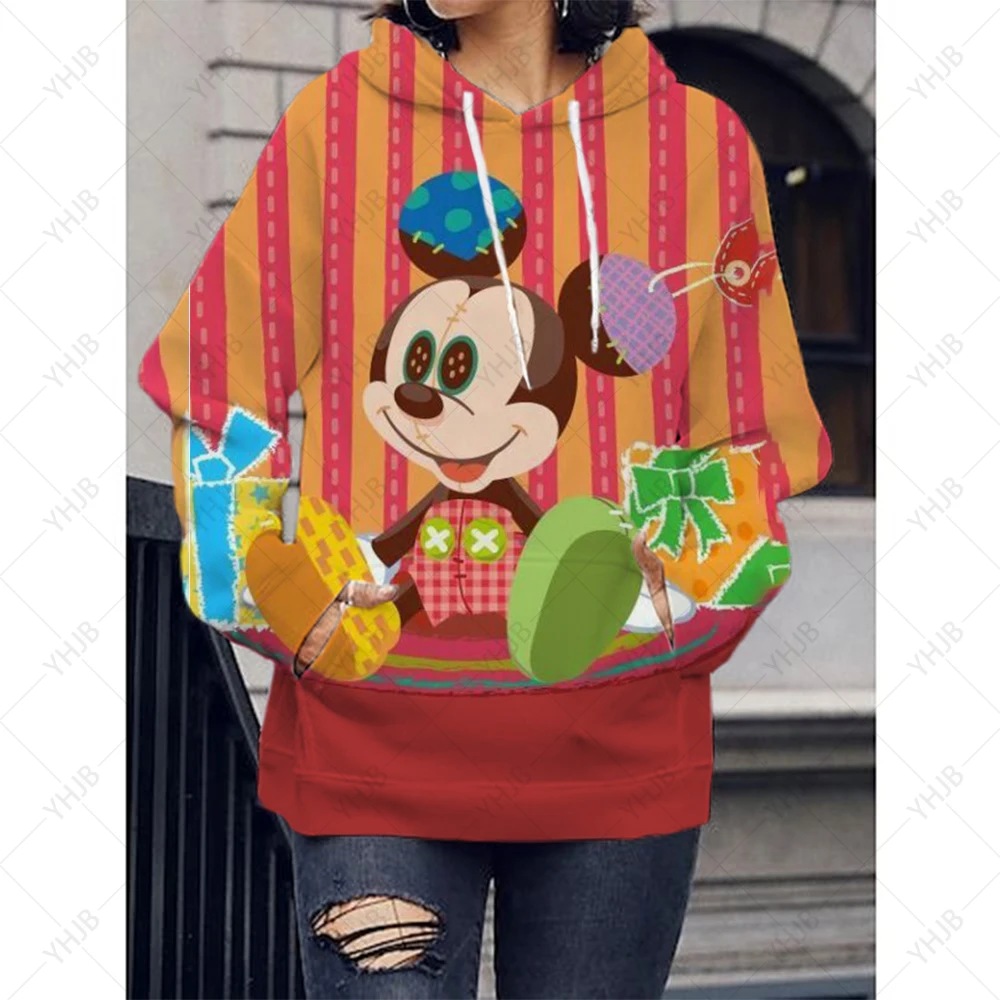 Autumn Mickey Mouse Printed Hoodie Women Fashion Korean Hooded Sweatshirts Woman Y2K Streetwear Loose Hoodies