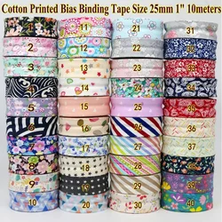 Flower Series Cotton Bias Binding Tape - 25mm x 10m, Floral Print for Sewing, Handmade & Fabric Edging