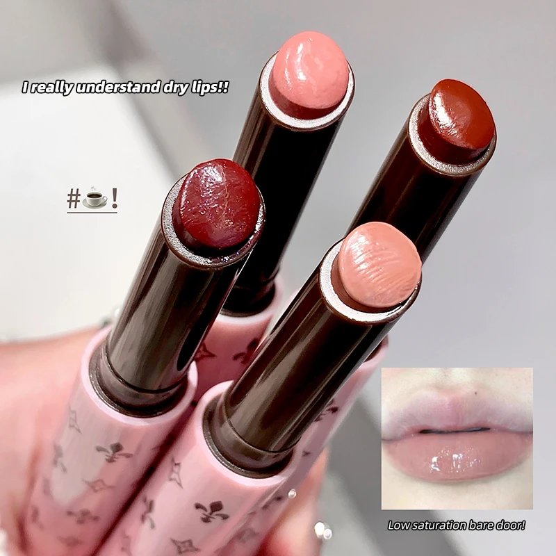 Gege Bear Brilho labial sólido derretido – veludo fosco, cor de pelúcia, à prova de transferência, bálsamo rechonchudo que não seco para lábios foscos cremosos