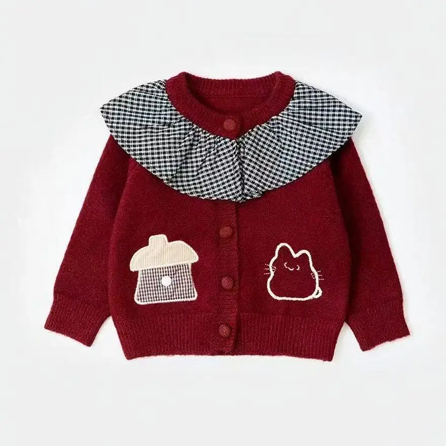 

Children's Red Sweater Autumn 2026 New Style Girls' and Baby Knitted Cardigan Coat Children's Clothing