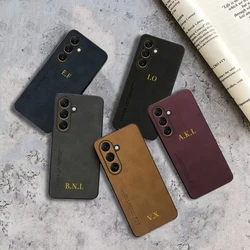 Custom Personalised Initial Name Case For Samsung galaxy S23 S24 S22 S21 Plus S22 Ultra S20 S21 FE 5G S10 Leather Case cover
