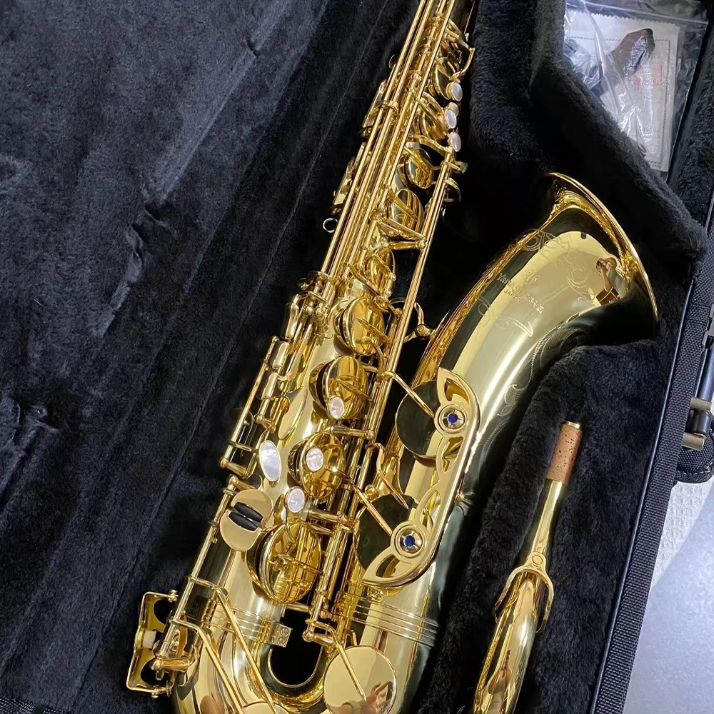 

Gold T-w010 tenor saxophone B-flat brass Bb tone Professional Gold Lacquer accessories Mouthpiece and case tenor sax