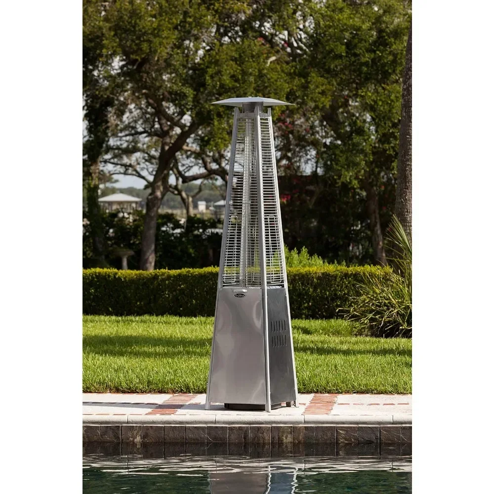 Outdoor Heaters Outdoor Propane Heater Tower With Wheels - Stainless Steel Pyramid Flame Patio Heate Garden Home