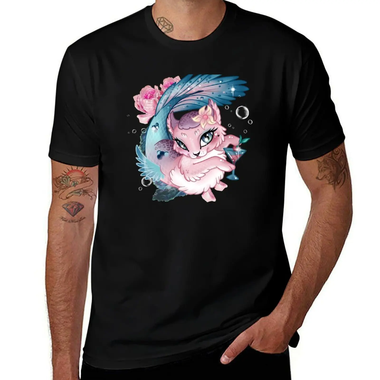 

Pretty Little Purrmaid T-Shirt Basic Crew Neck Short Sleeve Top