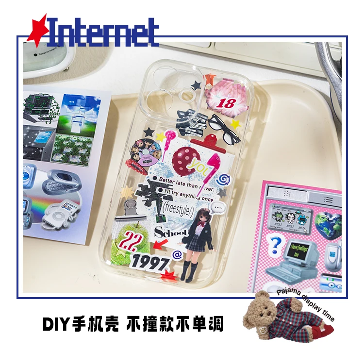 20/40 Pcs Y2K Millennial Electronic Style Die Cut Stickers Book for Scrapbooking Diary Handmade Japanese Stationery Decorative