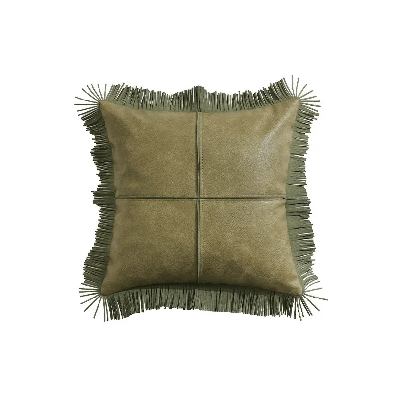 

Sofa throw pillow advanced sense Nordic retro PU leather living room pillow bay window light luxury office waist back pad