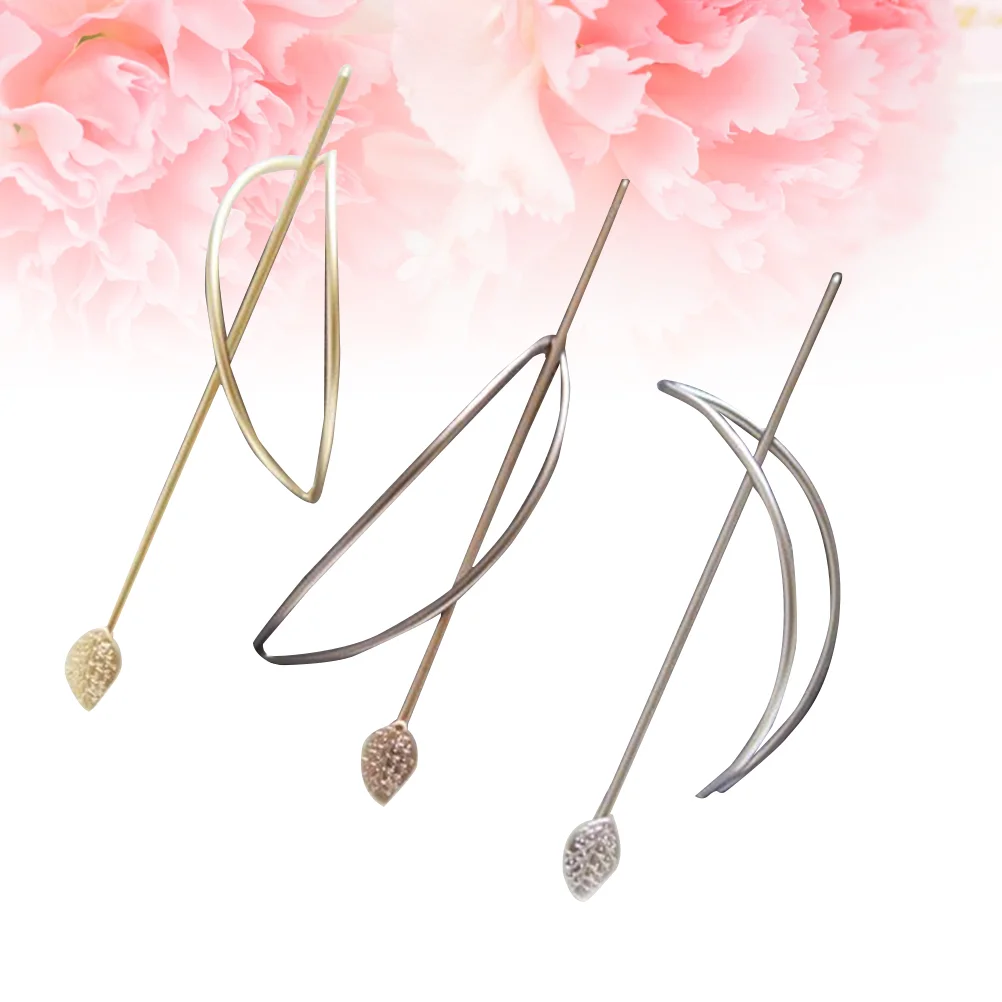 3 Pcs Hair Stick Miss Wedding Accessories Viking Hollow-out Hairpin