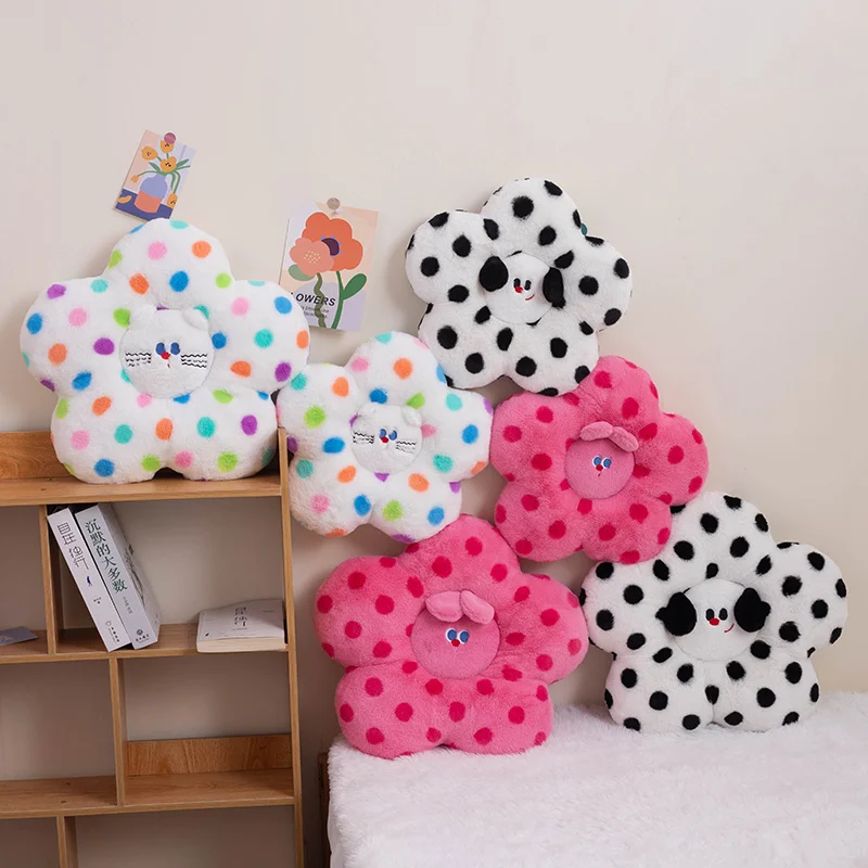 Creative Fluffy Wave Point Cat Dog Rabbit Plush Cat Flower Seat Cushion Soft Appease Pillow Creative Stuffed Toys Gifts