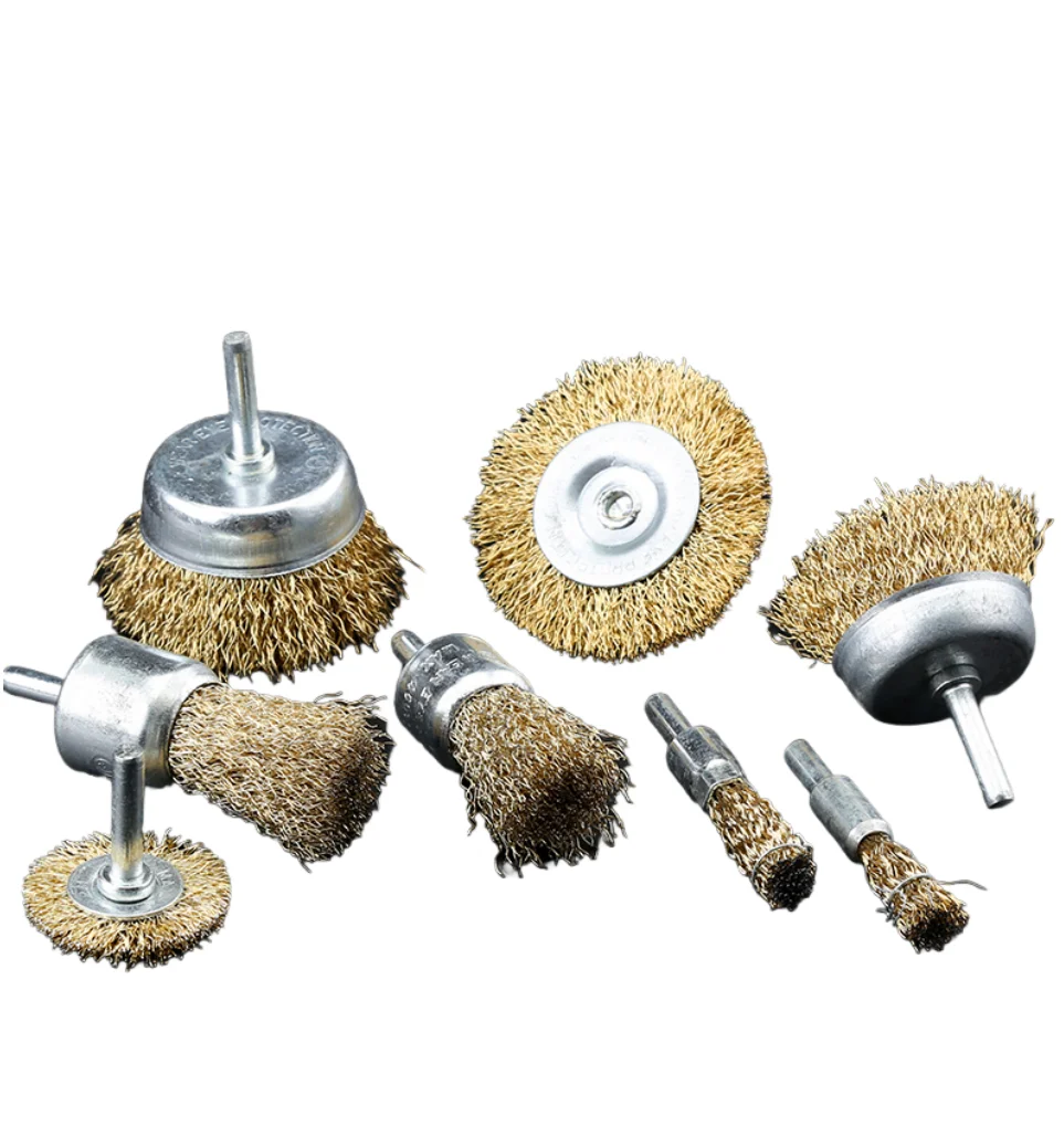 

6 мм хвостовик, латунная стальная проволока, щетка для полировки древесины, стальная щетка для удаления ржавчины