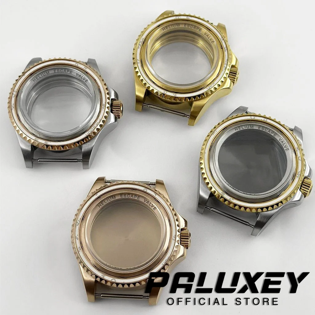 Pvd 44mm profunda mar homenagem grande cristal de safira à prova dwaterproof água caso relógio caber nh35 nh36 nh34 nh38 nh39 nh70 nh72 movimento peças relógio