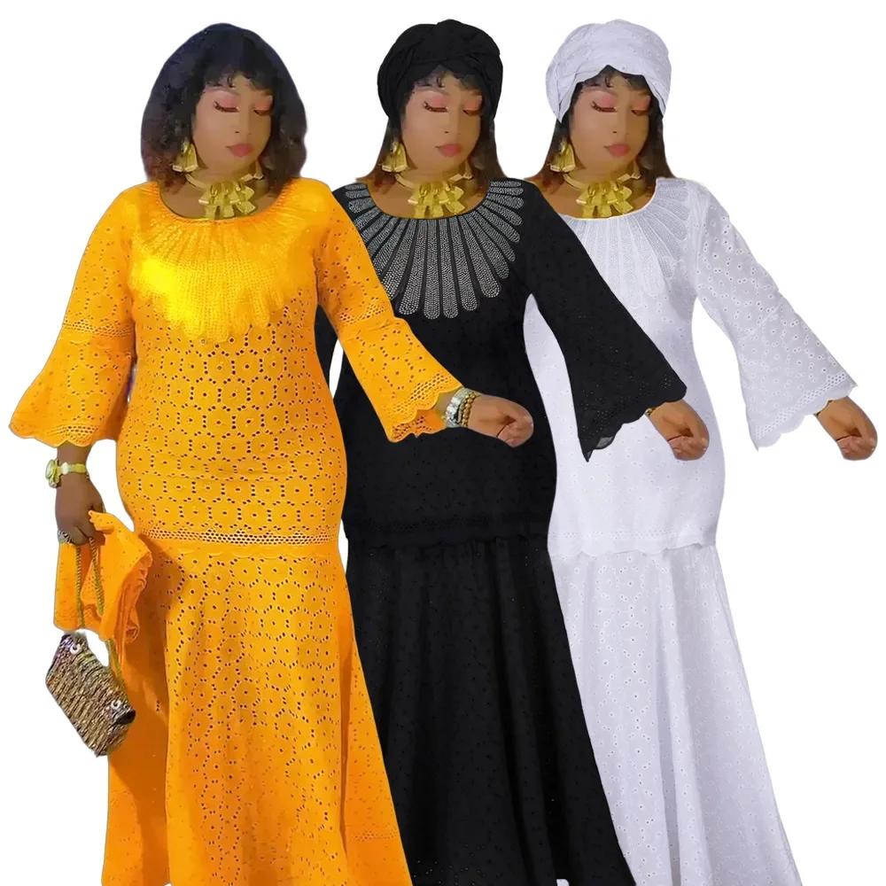 

Plus Size African Party Dresses for Women 2024 New Fashion Dashiki Ankara Lace Wedding Gowns Elegant Muslim Maxi Dress Outfits