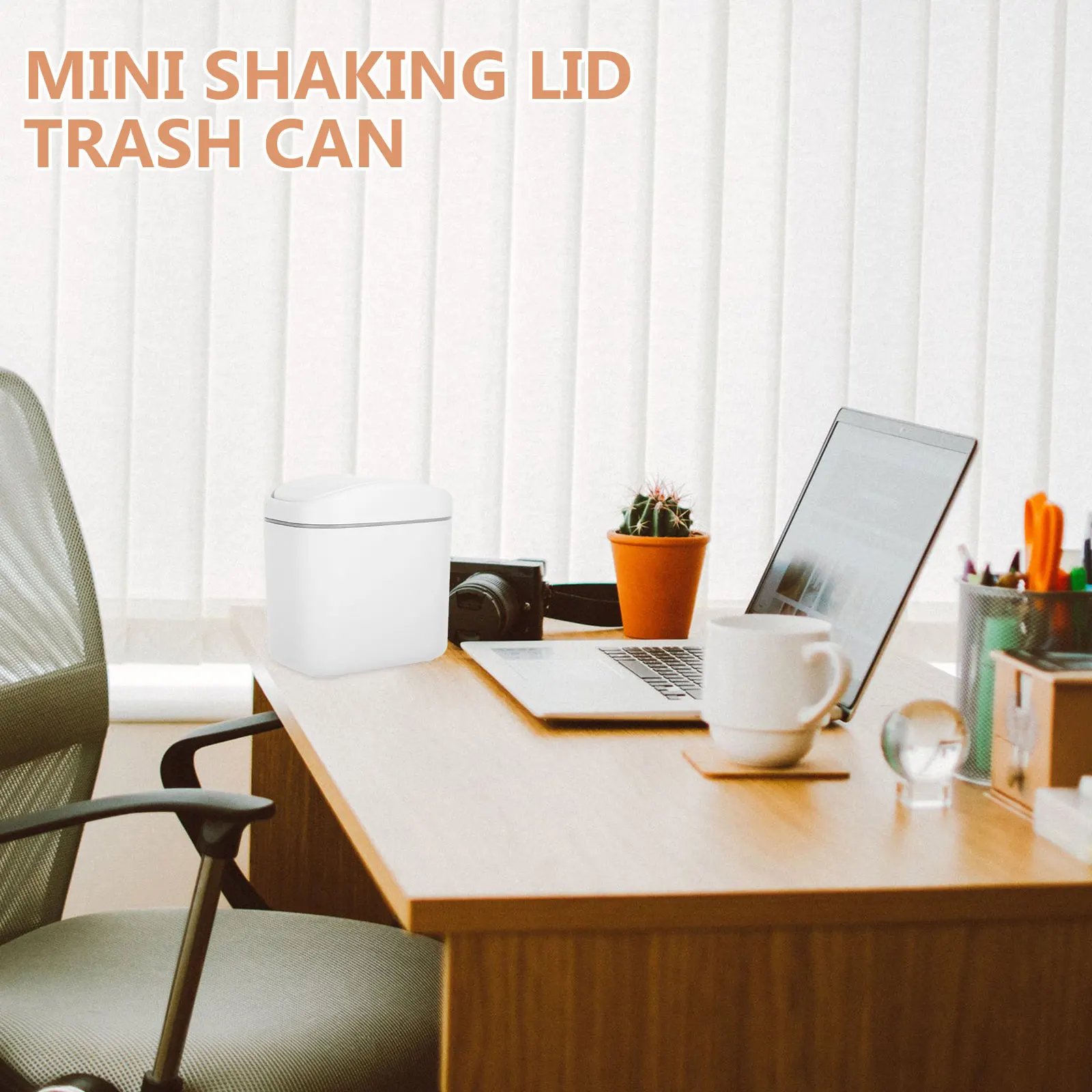 

Mini Trash Can with Lid Waste Basket Small Wastebasket White Office Garbage Car