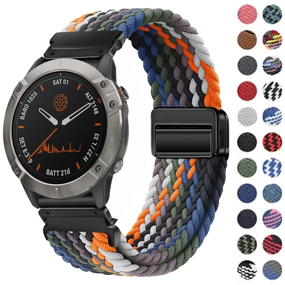 

20 22 26 мм для Garmin Fenix 8 47 мм 7X 7 Pro Fenix 6X 5X 5Plus Tactix 7 Быстросъемный плетеный магнитный ремешок Forerunner 965 970