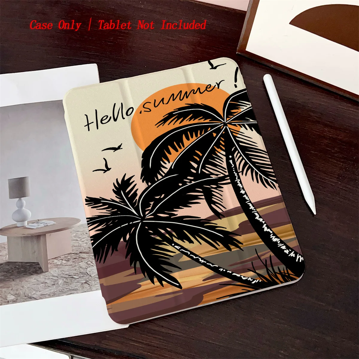 

Modern Tropical Sunset + Coconut Trees Pattern iPad Cover For Apple iPad 10th Gen Pro 11 Air 4 Mini 6 Protective Case