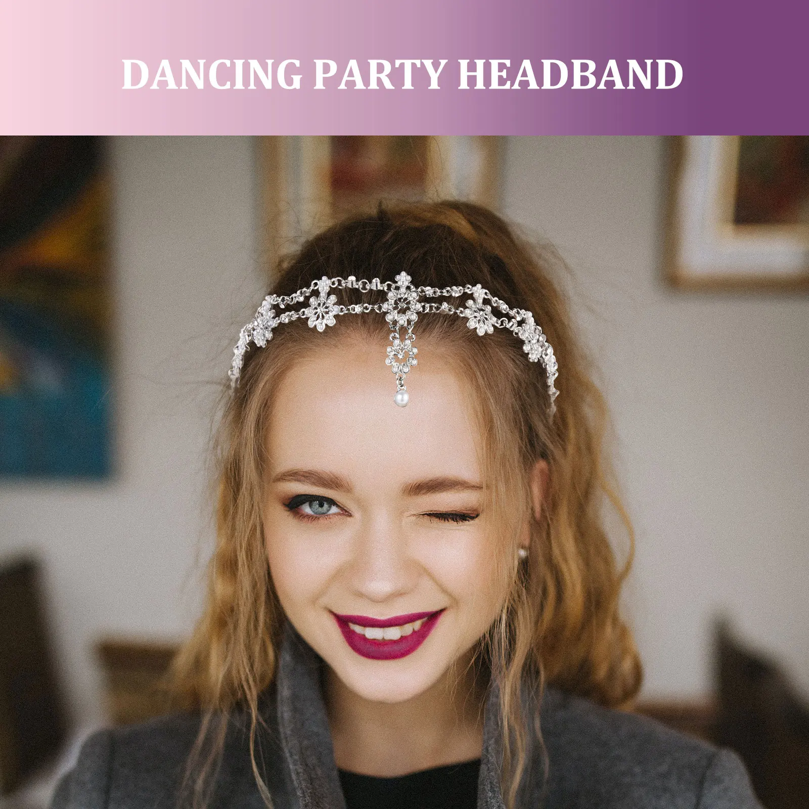 Pearl Flower Headband Tassel Elastic Hairbands Women Girls Lightweight Comfortable Chic Hairpiece Accessories Decorative Daily