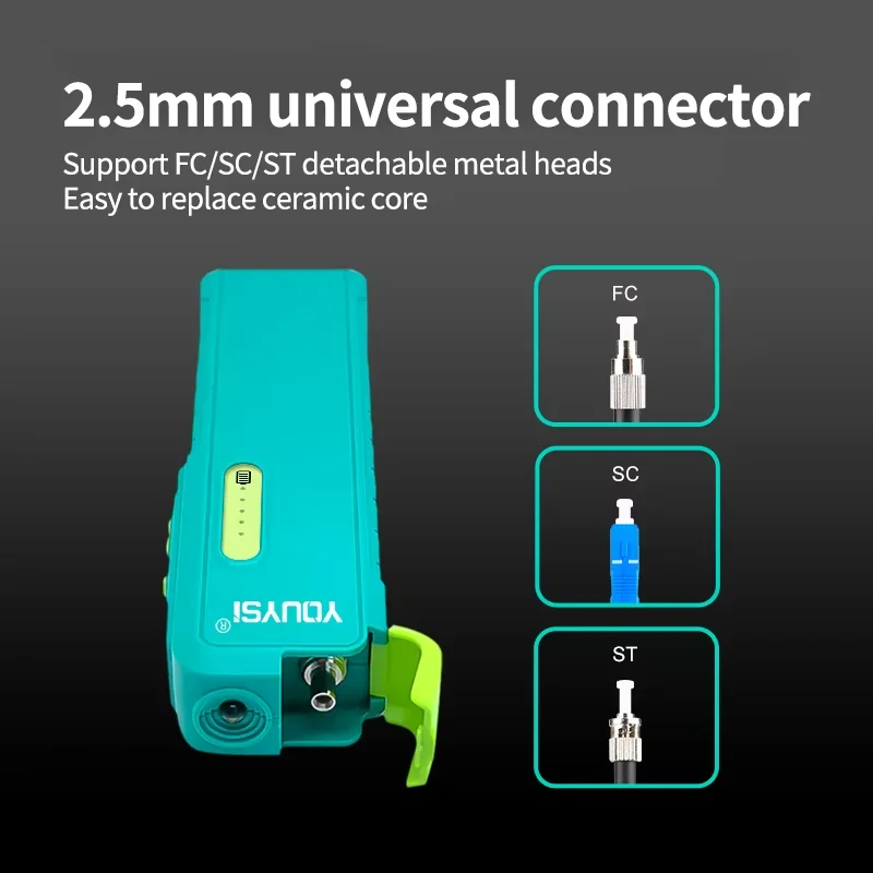 Rechargeable 15-50mw Green Light Tester VFL Cable Fiber Optic Laser Green Visual Fault Locator With 2.5mm Universal Connector